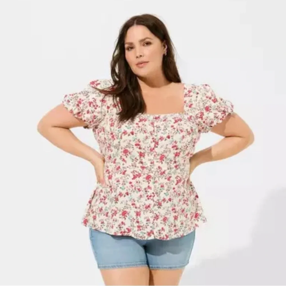 Floral Print Square Neck Top - Picture 3 of 9